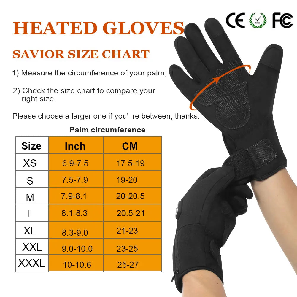 SAVIOR HEAT Heated Mittens Waterproof Electric Heated Skiing Gloves For Men Women Thermal Gloves With Rechargeable Battery Warm