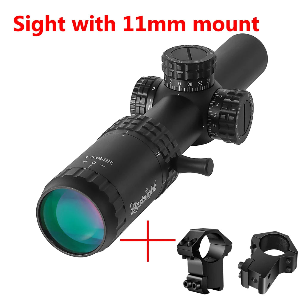 1-5X24 Tactical Rifle Scope Red Green Reticle AR15 Sight