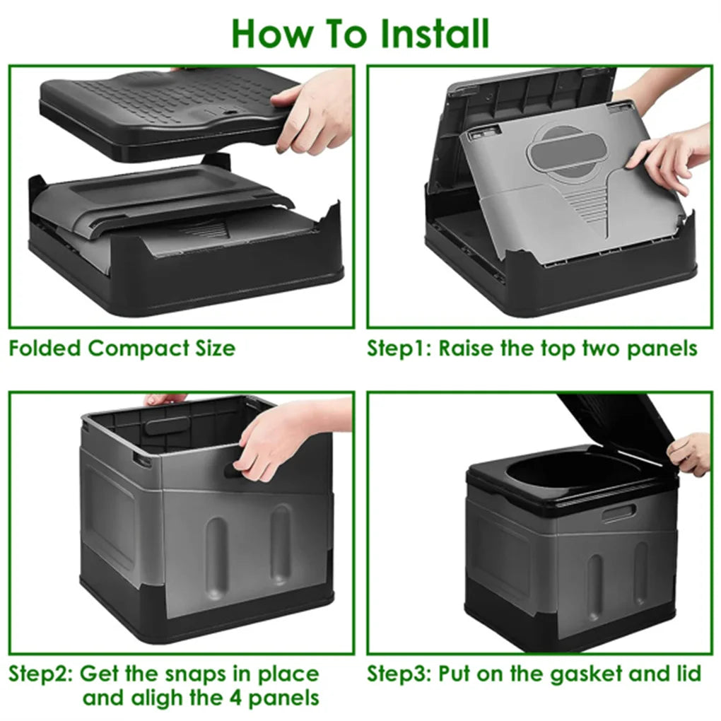 Electric Portable Folding Camp Toilet With Carry Bag And Lid