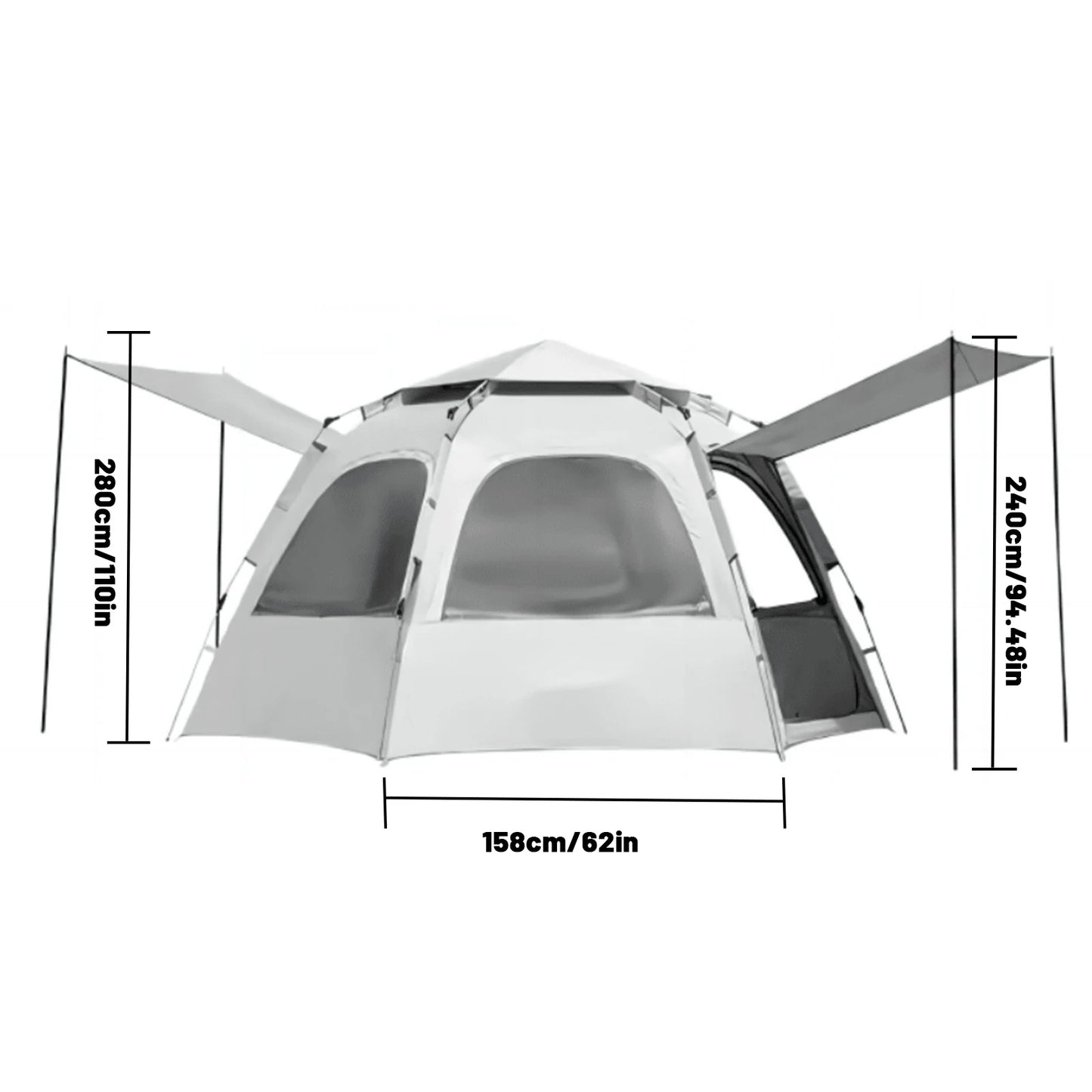 Pakicetus Pop Up Camping Tent Waterproof Skylight 4 Person