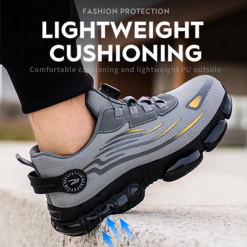 Breathable Laceless Soft Sole Anti Smash Puncture Work Shoes