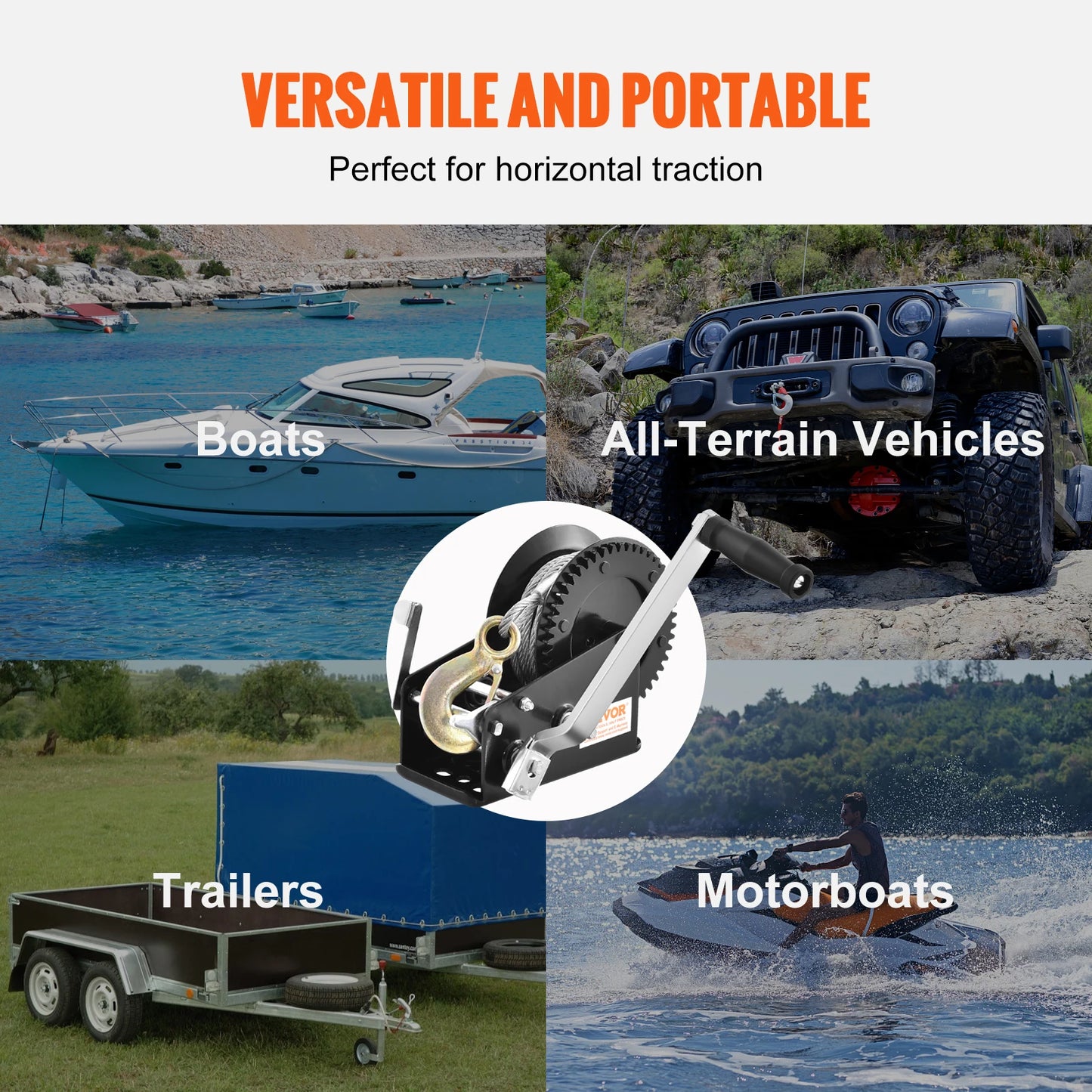 SucceBuy Heavy Duty Hand Winch With 33 Ft Steel Cable And Two Way Ratchet For Trailer Boat Or ATV Towing