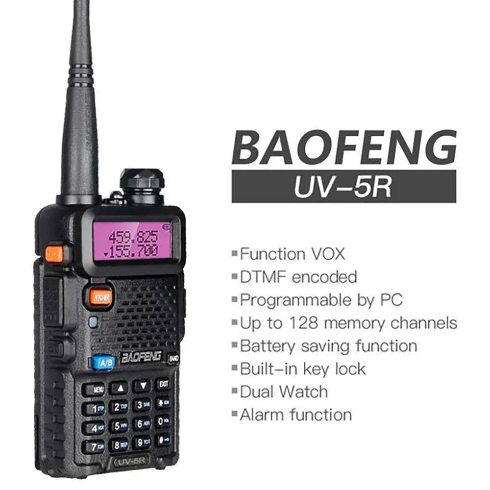 BAOFENG UV-5R 5W 2-Piece Dual-Band Two-Way Radio Long-Range Communications Professional-Grade