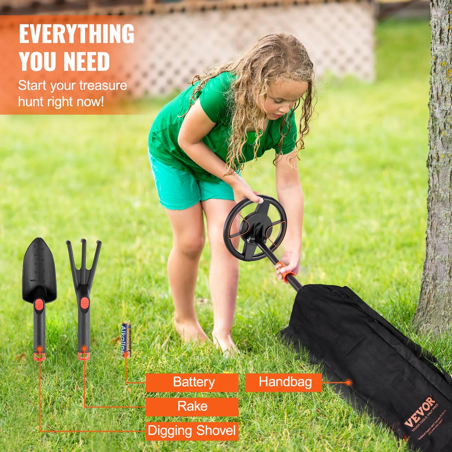 SucceBuy Kids Metal Detector With Adjustable Length LCD Display IP68