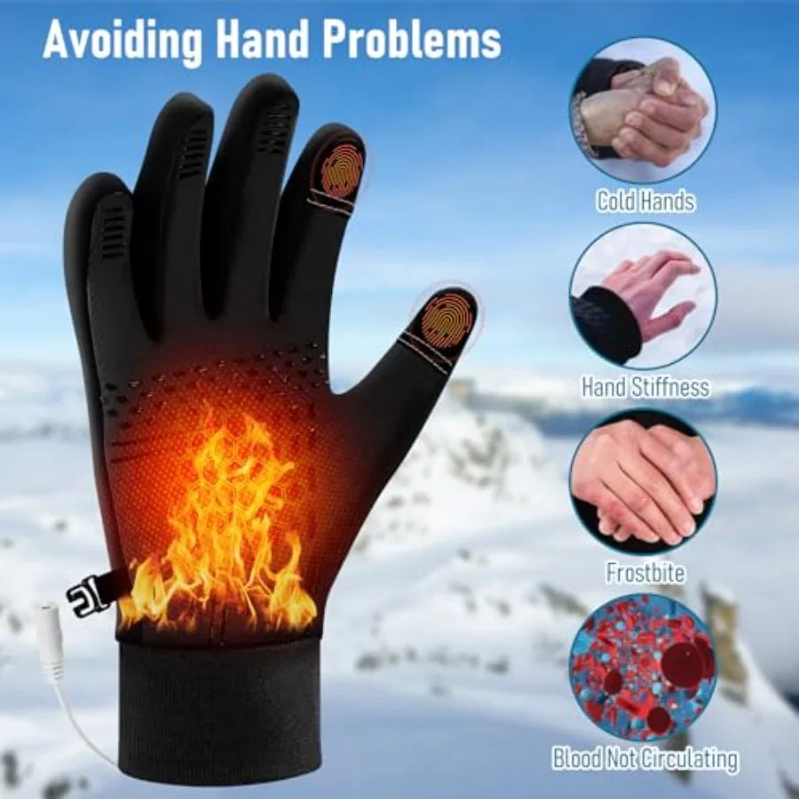 USB Heated Gloves for Men Women Full Finger Hand Warmers Gloves with 3 Temperature Levels Thermal Heated Mittens Featuring Doub