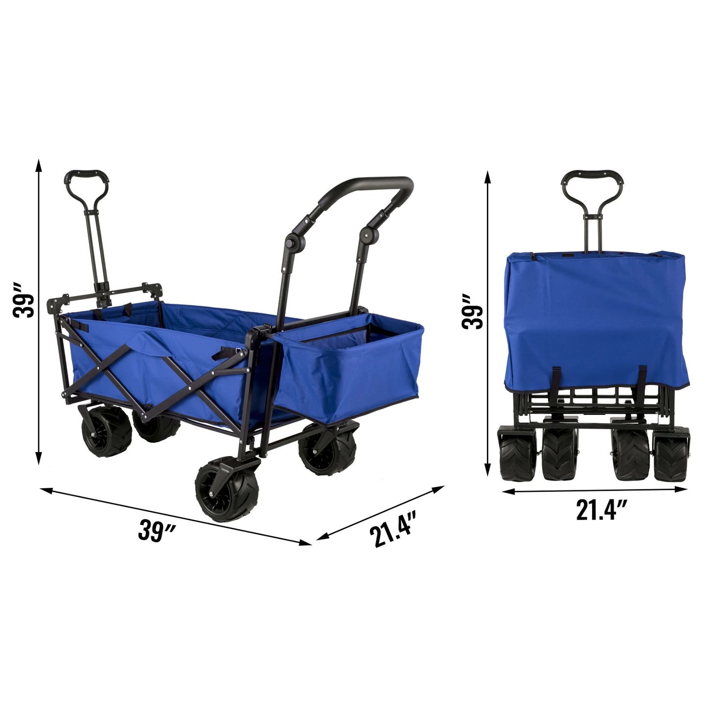 VEVOR Folding Wagon Cart Adjustable Handle Removable Canopy