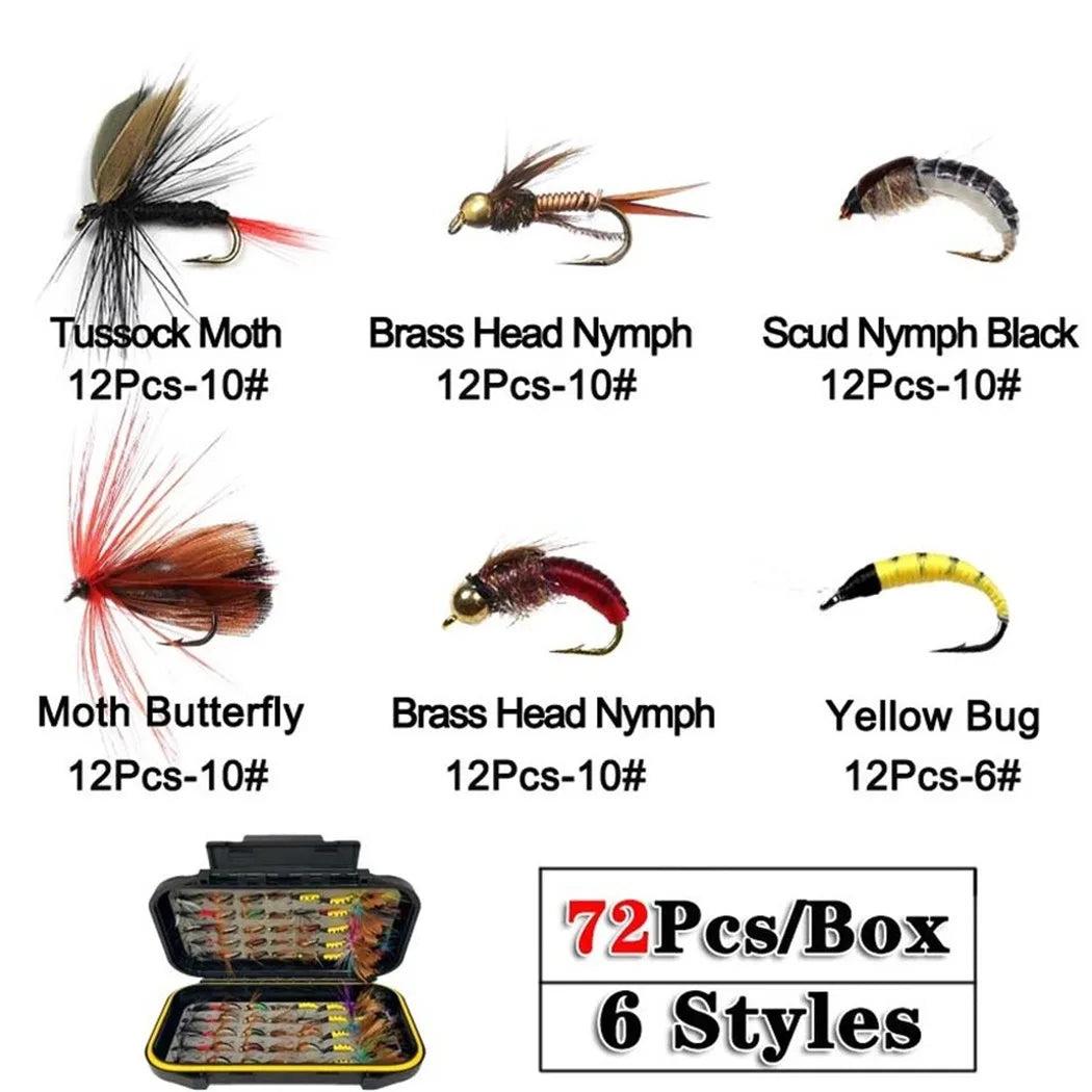 Qievcrme Trout Fly Kit Nymph Dry Wet Flies