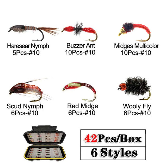 Qievcrme Trout Fly Kit Nymph Dry Wet Flies