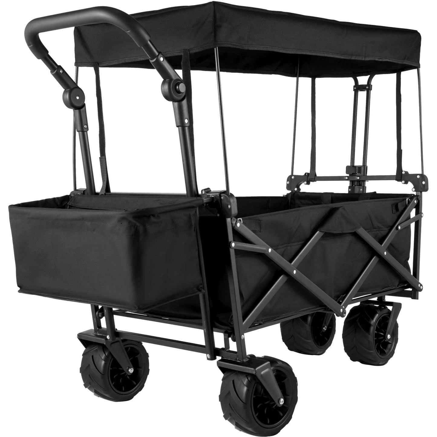 VEVOR Folding Wagon Cart Adjustable Handle Removable Canopy