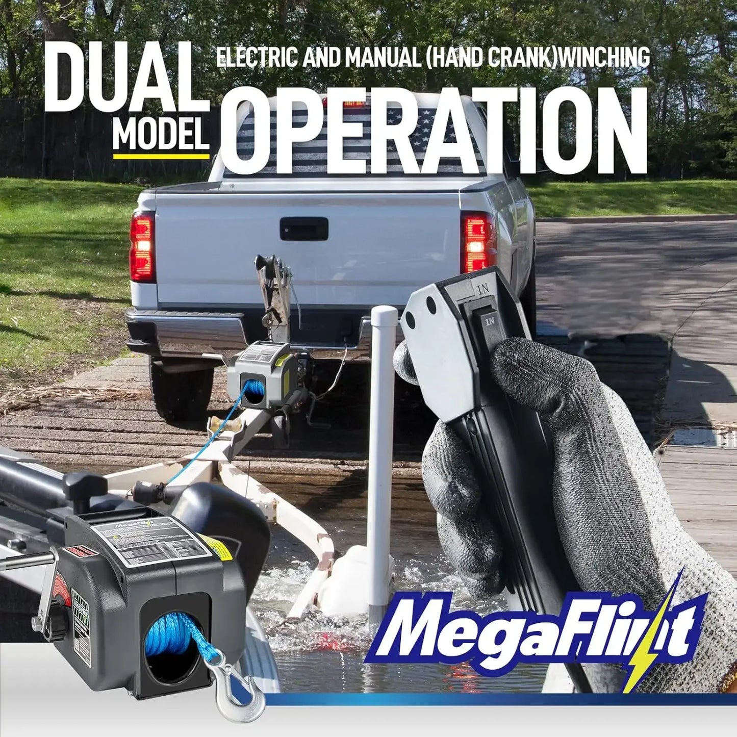 XMSJ HeavyDuty Trailer Winch Reversible Electric 12V DC CommercialGradePro Marine