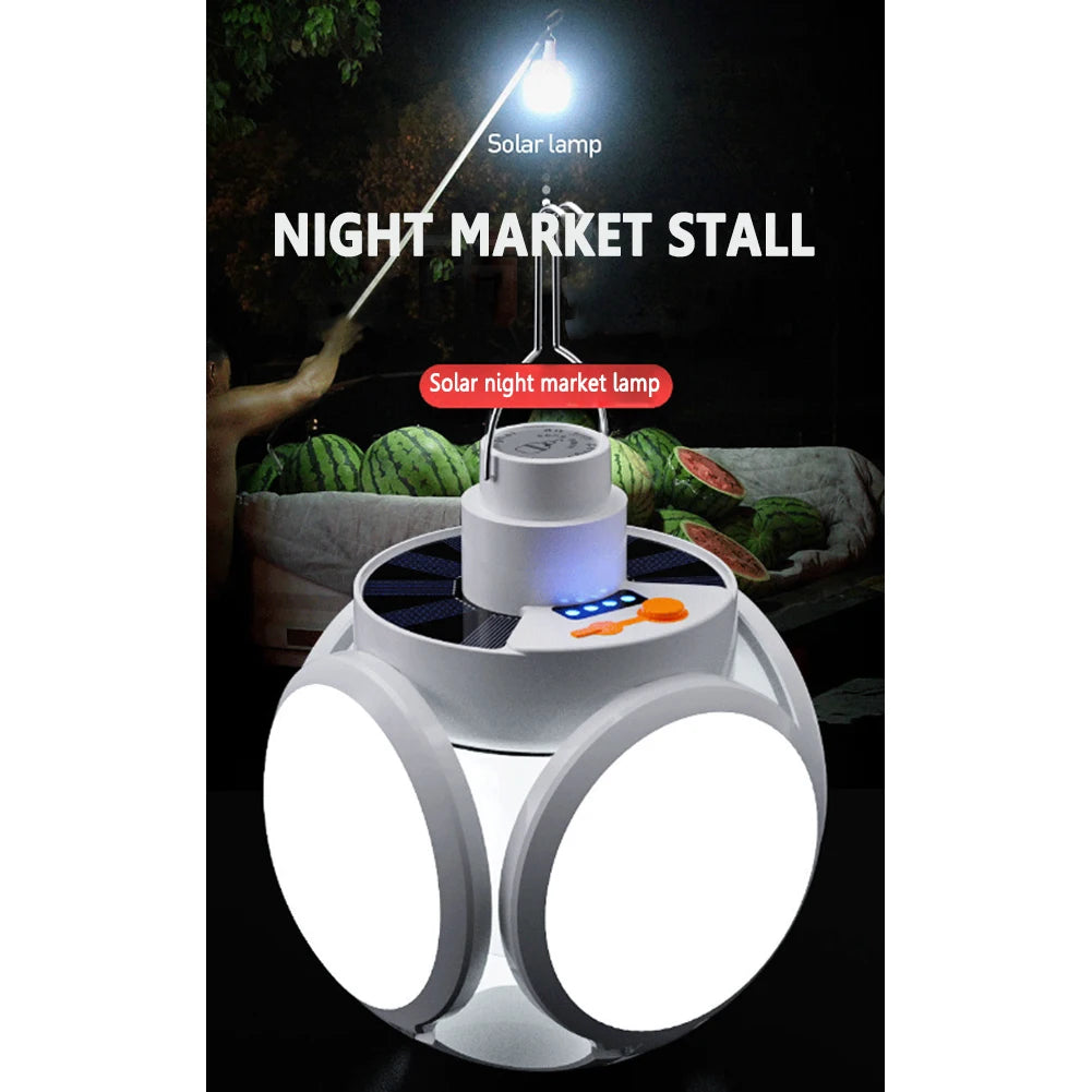 Shunmaii LED Solar Camping Light Bulb Rechargeable Lantern With Adjustable 5 Gear Modes