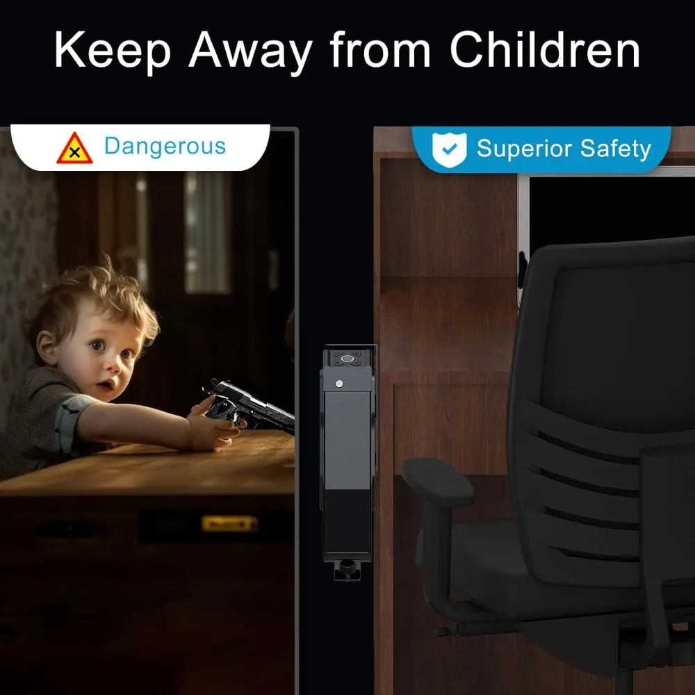 Biometric Gun Safe Quick Access Handgun Pistol Safety Bedside Fingerprint Lock Nightstand Smart Storage Wall Mount