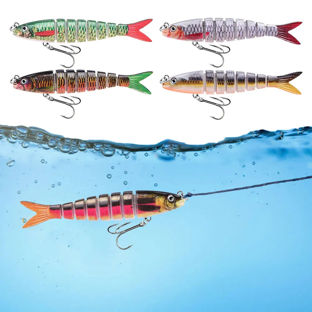 MOJOYCE Multi-Jointed Swimbait Lures 5-Pack with Treble Hooks