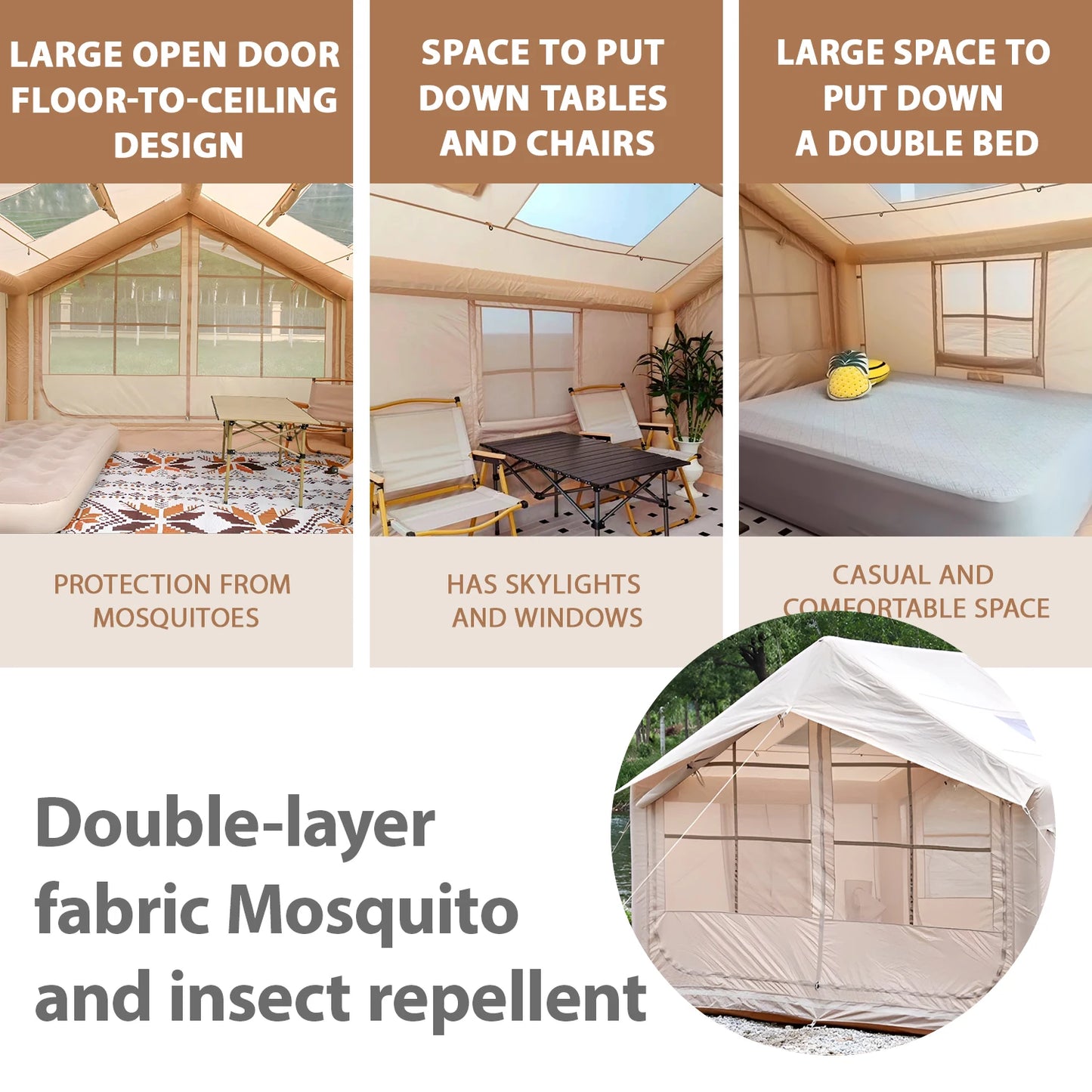 Inflatable Camping Tent Quick Setup 4 Season With Stove