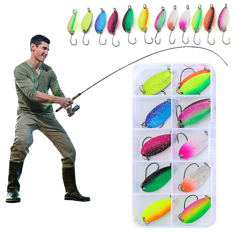 VAKIND 12Pcs Artificial Trout Spinner Lure With Single Hook