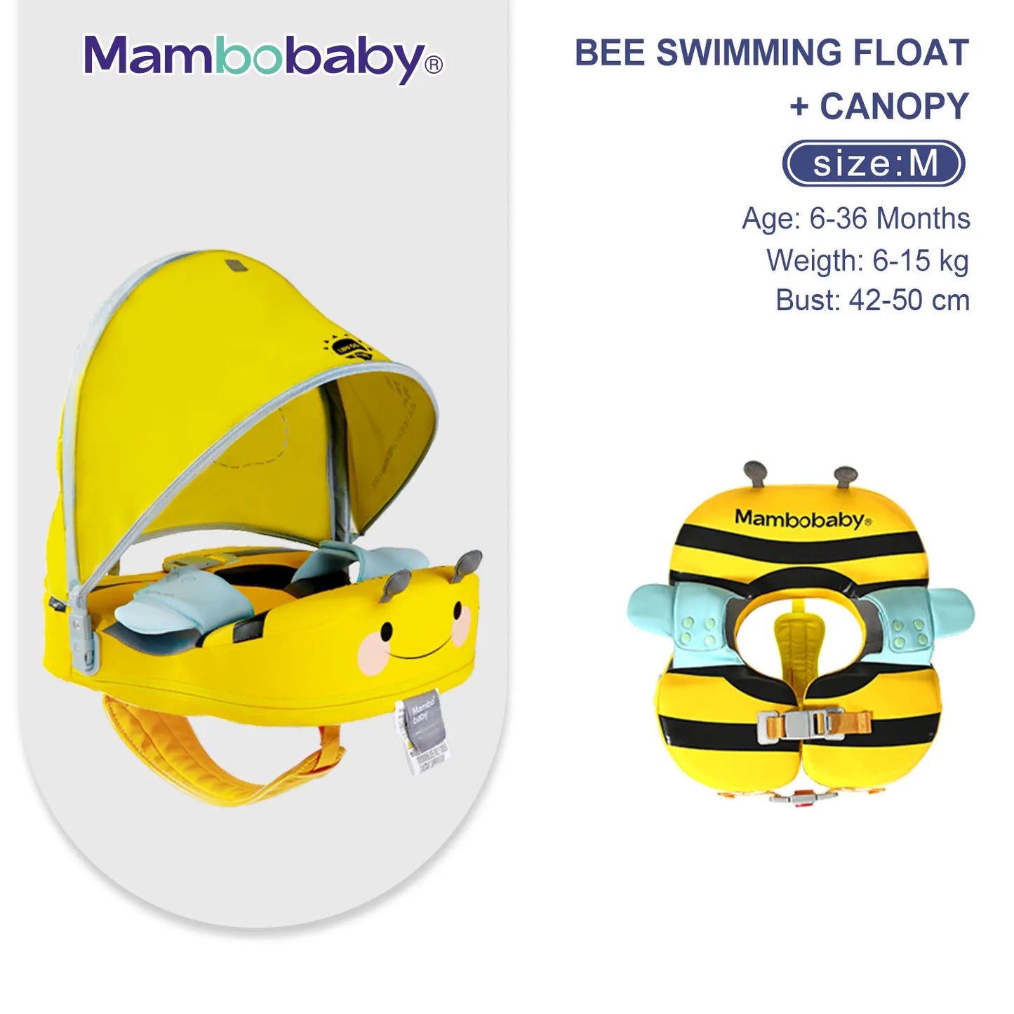 Mambobaby Baby Float With Sunshade And Safe Belt For Kids