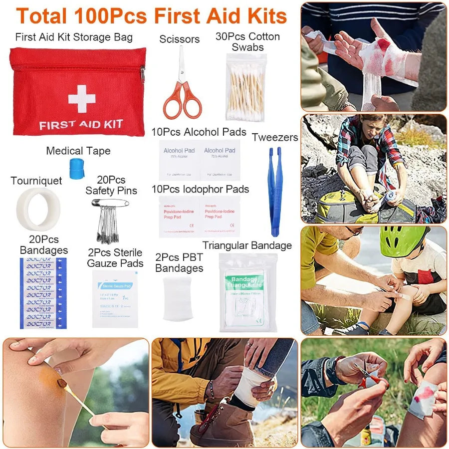 125Pcs Survival Kit Emergency Gear First Aid For Outdoor