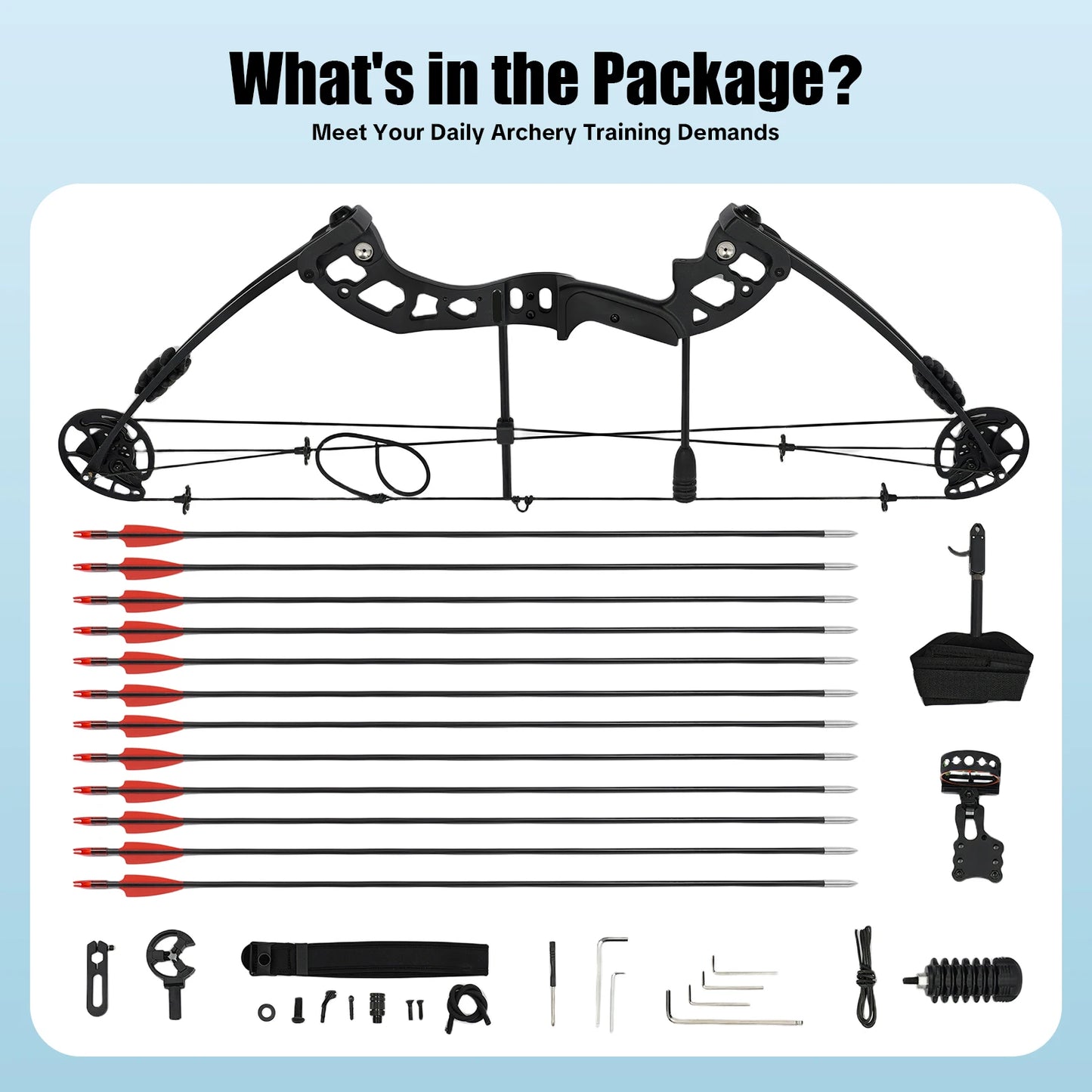 Compound Bow For Adults, Right Hand, Hunting Kit: 3 Pin Lighted Sight For Outdoor Competition, Hunting, Training