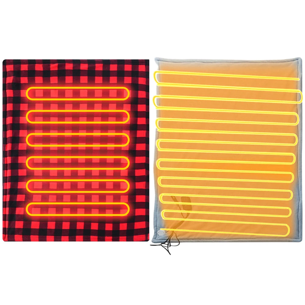 NoHign Car Electric Heated Blanket 12V Auto Off Camping