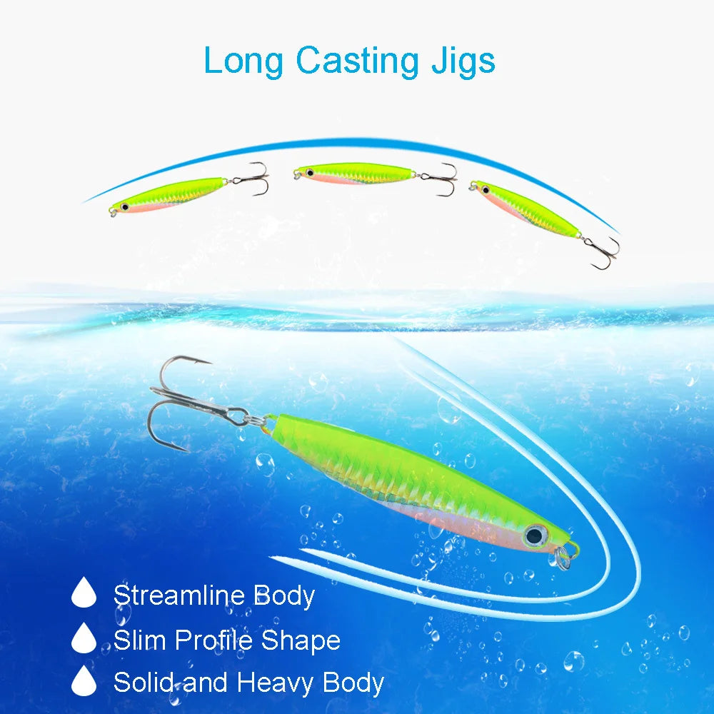 Ackibbik 6PieceSet Metal-Cast Jig-Spoon Saltwater Lure for Tuna Kingfish Performance