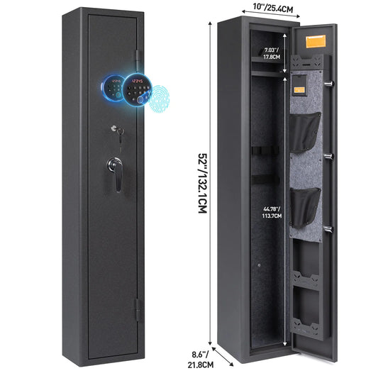 Mutak 3-8 Rifles Gun Safe for Home Rifles Pistols,Biometric Gun Cabinet with Fingerprint/Keypad/Key,with Locker Removable Shelf