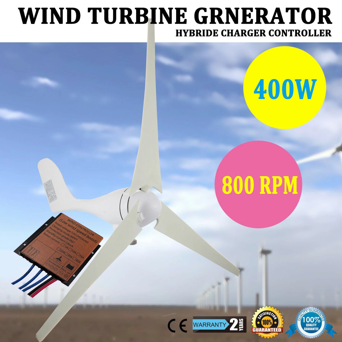 FUNCASTLE Wind Turbine MPPT Generator 300W 400W For Home