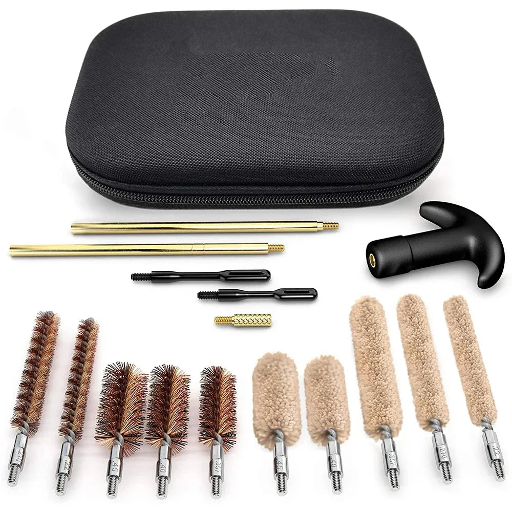Universal 16 Pcs/set Tactical Gun Handgun Pistol Brass Rod 22LR .22 9mm .40 .357 Caliber Barrel Cleaning Kit Portable Range Bag