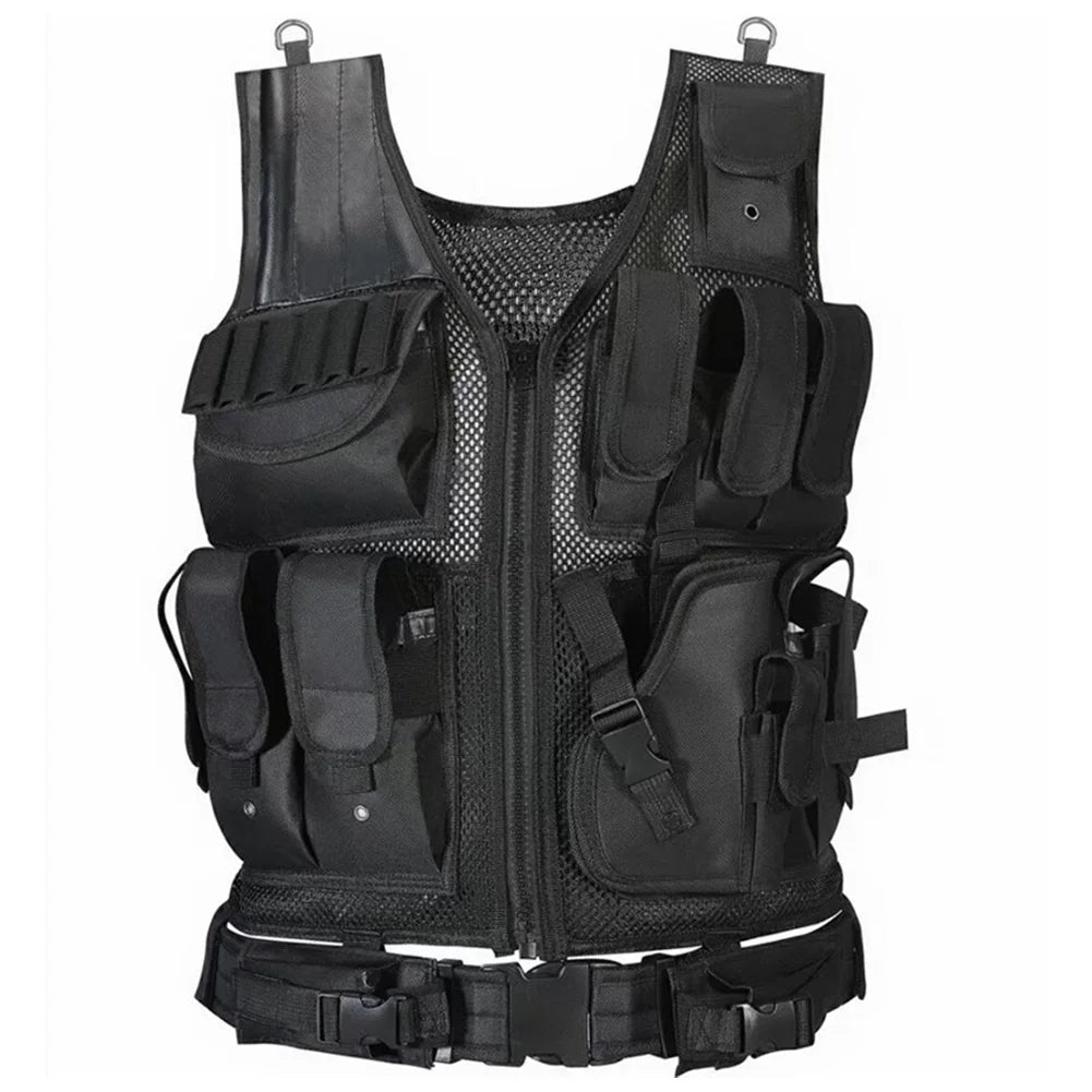 Nylon Molle Vest Adjustable Hunting Vest Multi-Pocket Plate Carrier Vest Hunting Outdoor CS Game Airsoft Training Jacket