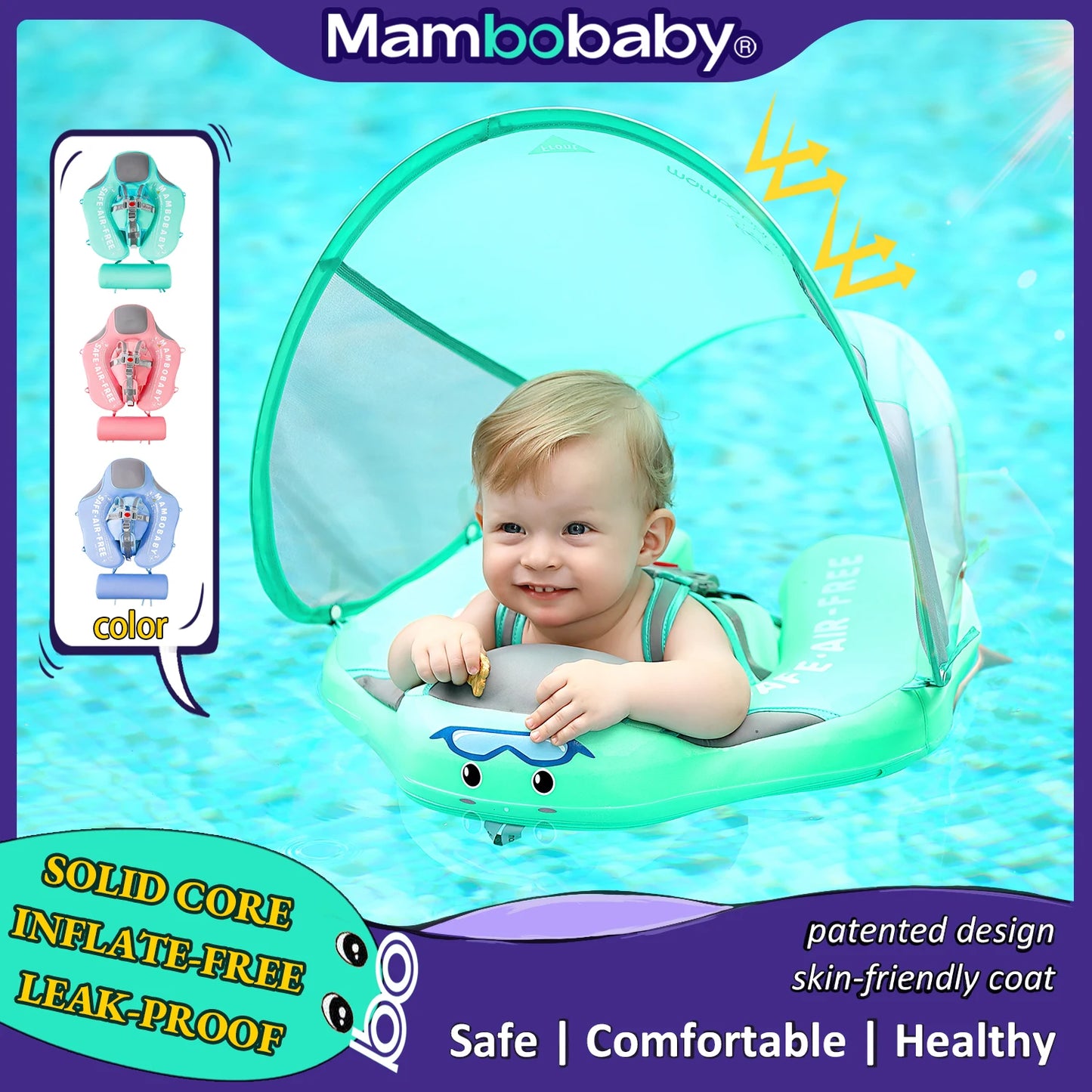 Mambobaby Baby Float With Sunshade Canopy And Crotch Strap