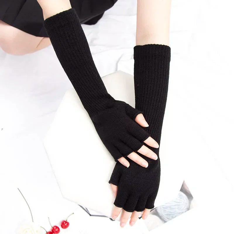 YOSEMZBACN Fingerless Gloves Unisex Knit Wool Winter Warm
