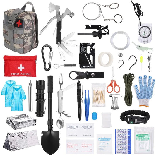 125Pcs Survival Kit Emergency Gear First Aid For Outdoor