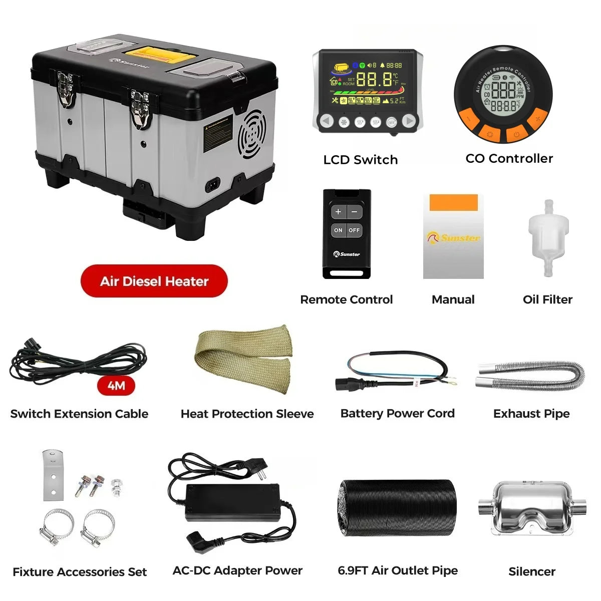 Sunster TB10Pro 8KW Diesel Auxiliary Heater With CO Alarm