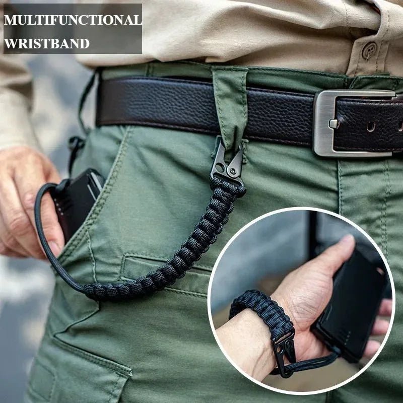 XMSJ Outdoor Paracord Keychain With Carabiner Survival Kit Bottle Opener Emergency Knot Tools Included