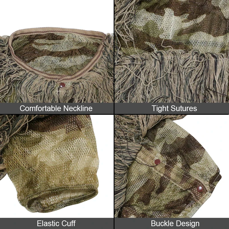 3D Ghillie Suits Ghillie Yowie Snipe Jacket Pants Head Cover Hunting Apparel Desert Camouflage Men Hunting Suits Cosplay Game