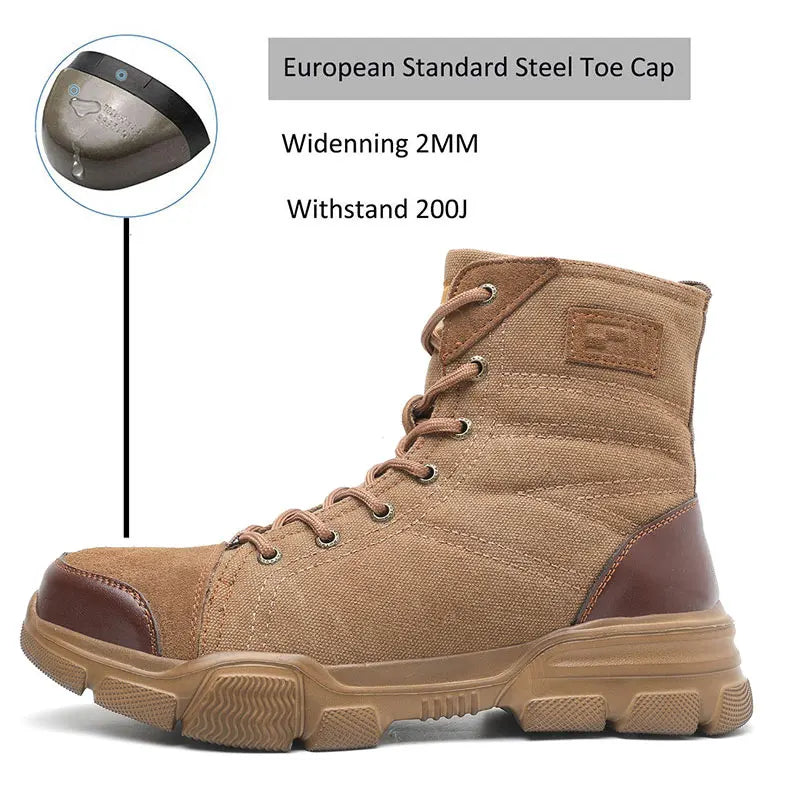 SUADEX Steel Toe Boots Men Work Safety Shoes Durable