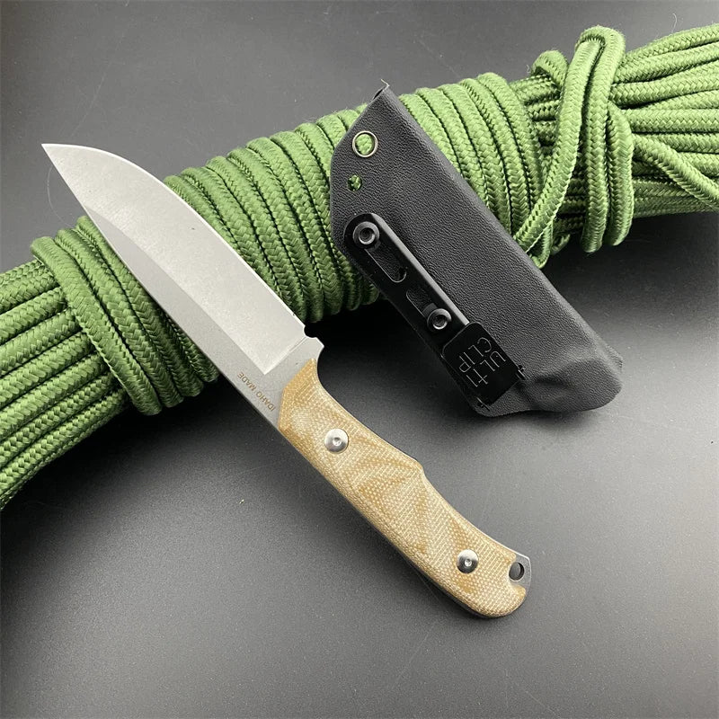 DIY Supplies CR Straight Knife G10 Linen Handle D2 Blade Outdoor Camping Survival Tactical Knife