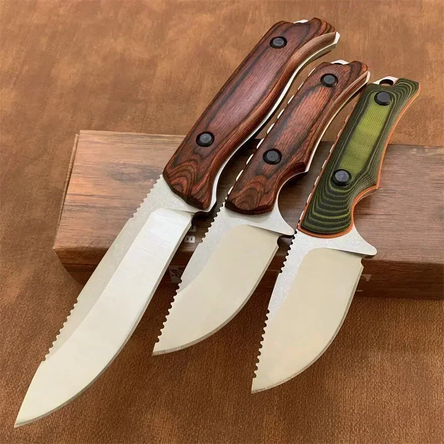 Straight BM 15002/15017 Combat Wilderness Portable Knife CPM-S30V Blade Wooden/G10 Handle Self-defense Knives Pocket EDC Tools