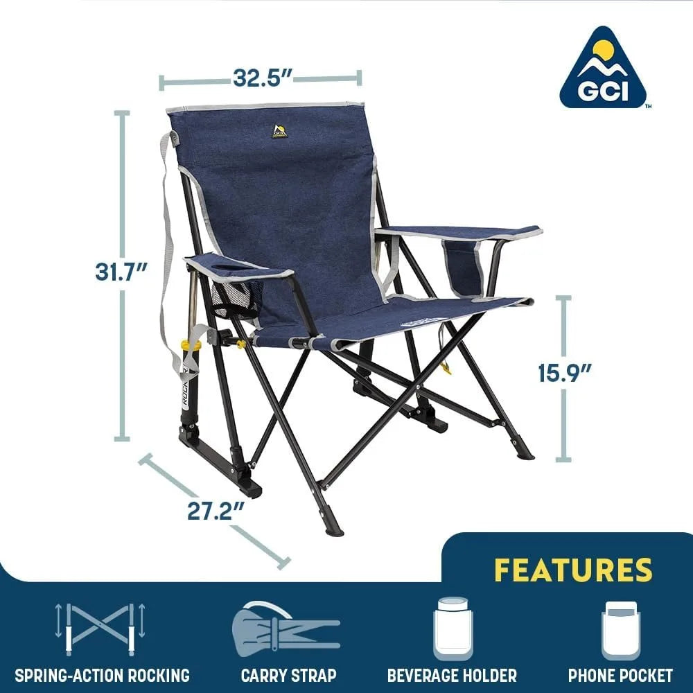 GCI Outdoor Kickback Rocker Rocking Chair Beverage Holder