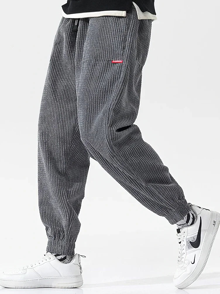 Baggy Corduroy Jogger Pants Men Tech Fleece Sweatpants Man Autumn Winter Casual Harem Pants Male Sport Thermal Trousers