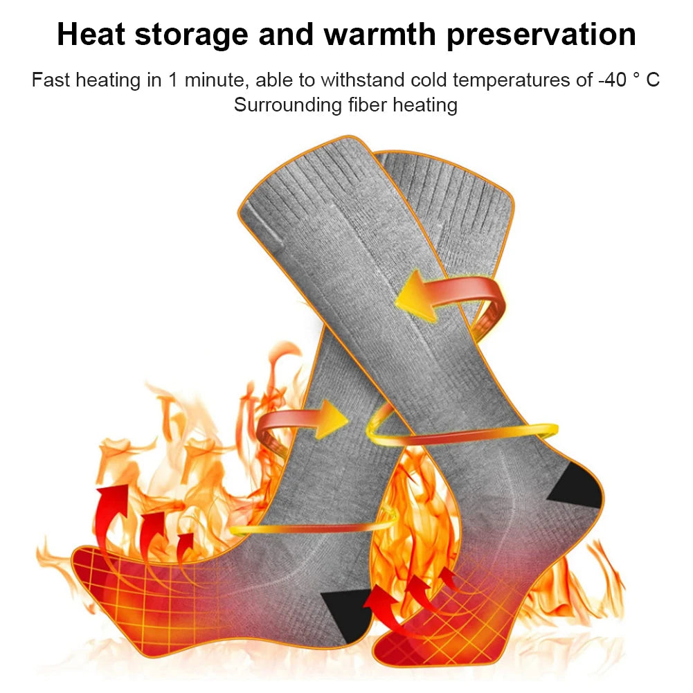 Electric Heating Socks 3 Modes Rechargeable Anti-Cold Men Thermal Heated Foot Warmer Outdoor Camping Ski Sports Winter For Men W