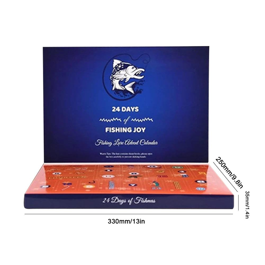 Christmas Fishing Lures Advent Calendar Box 24 Days Creative Fishing Tackle Calendar Box Xmas Surprise Gift for Fisher