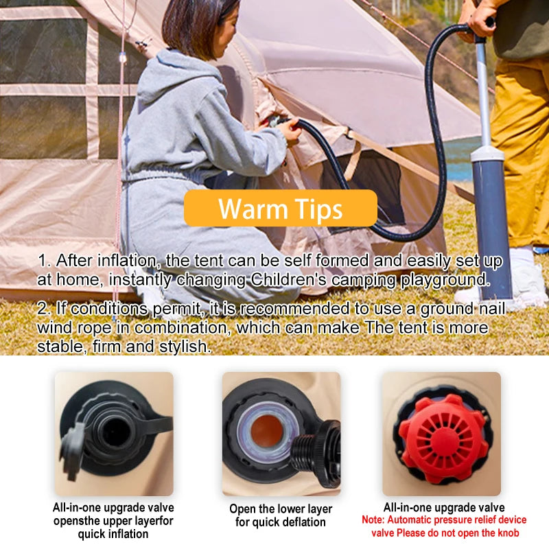Inflatable Camping Tent Quick Setup 4 Season With Stove