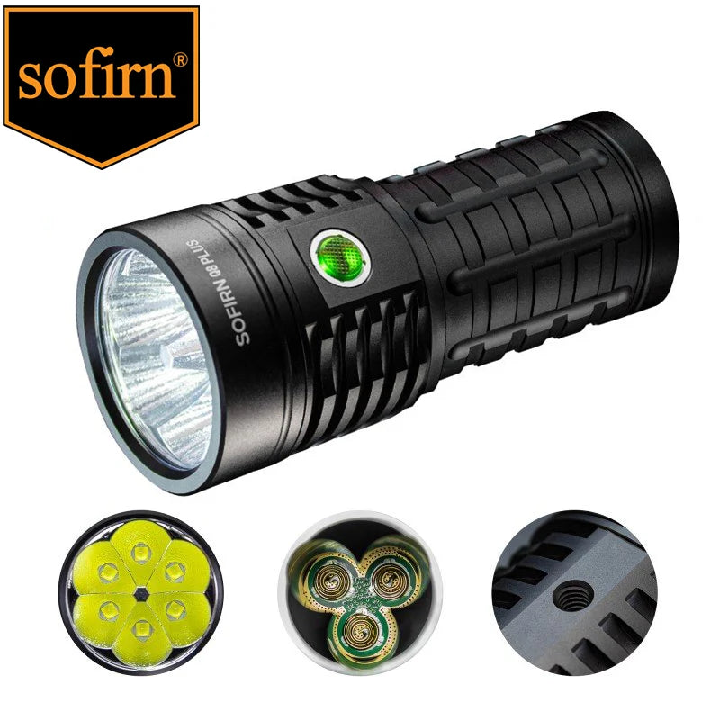 Sofirn Q8 Plus 16000 Lumen LED Flashlight USB C Rechargeable 21700 Battery Anduril Two Point Oh Torch XHP50B