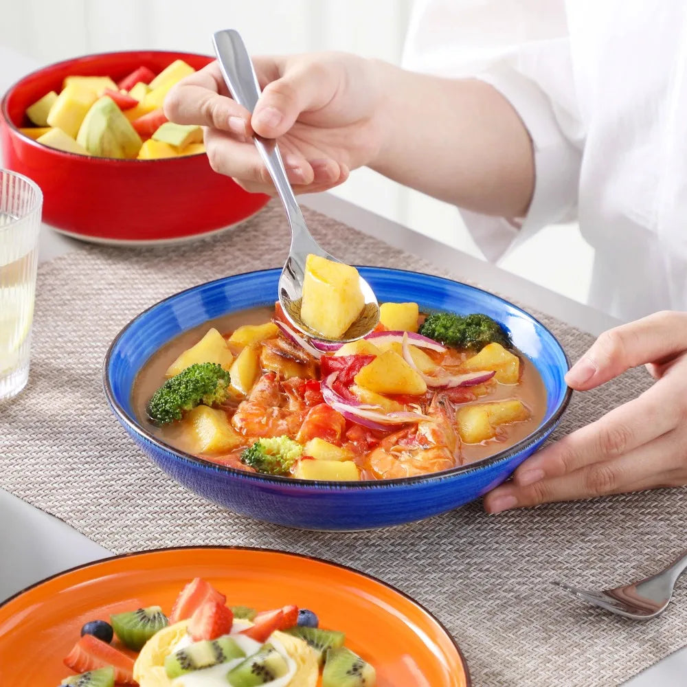 Malacasa Ceramic Tableware Set 24 Piece Handpainted Spirals