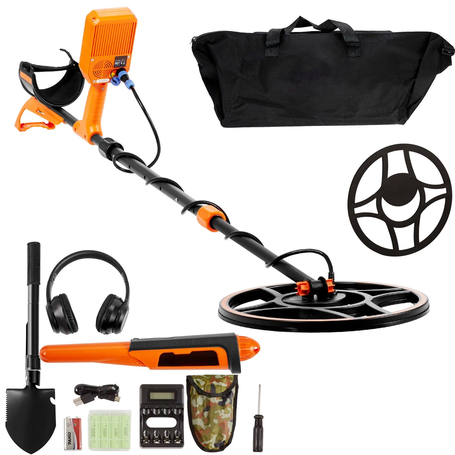 SucceBuy Professional Rechargeable Metal Detector IP68 Waterproof Coil LCD 7 Modes for Treasure Hunting