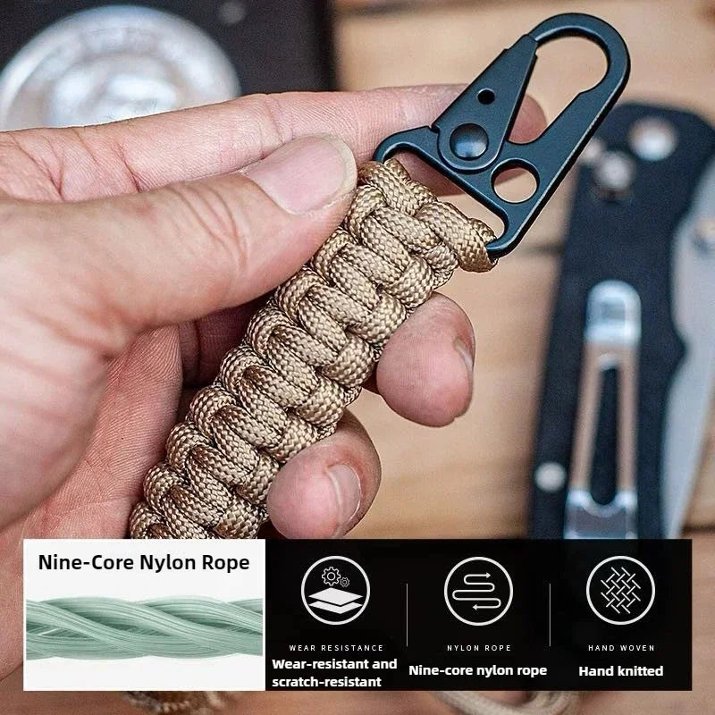 XMSJ Outdoor Paracord Keychain With Carabiner Survival Kit Bottle Opener Emergency Knot Tools Included