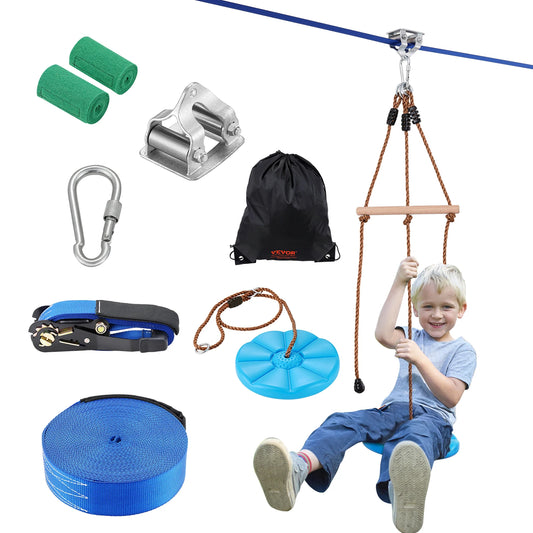 VEVOR Zipline Kit for Kids and Adults Up To 500 Lb Backyard Quick Setup Seat and Handlebar