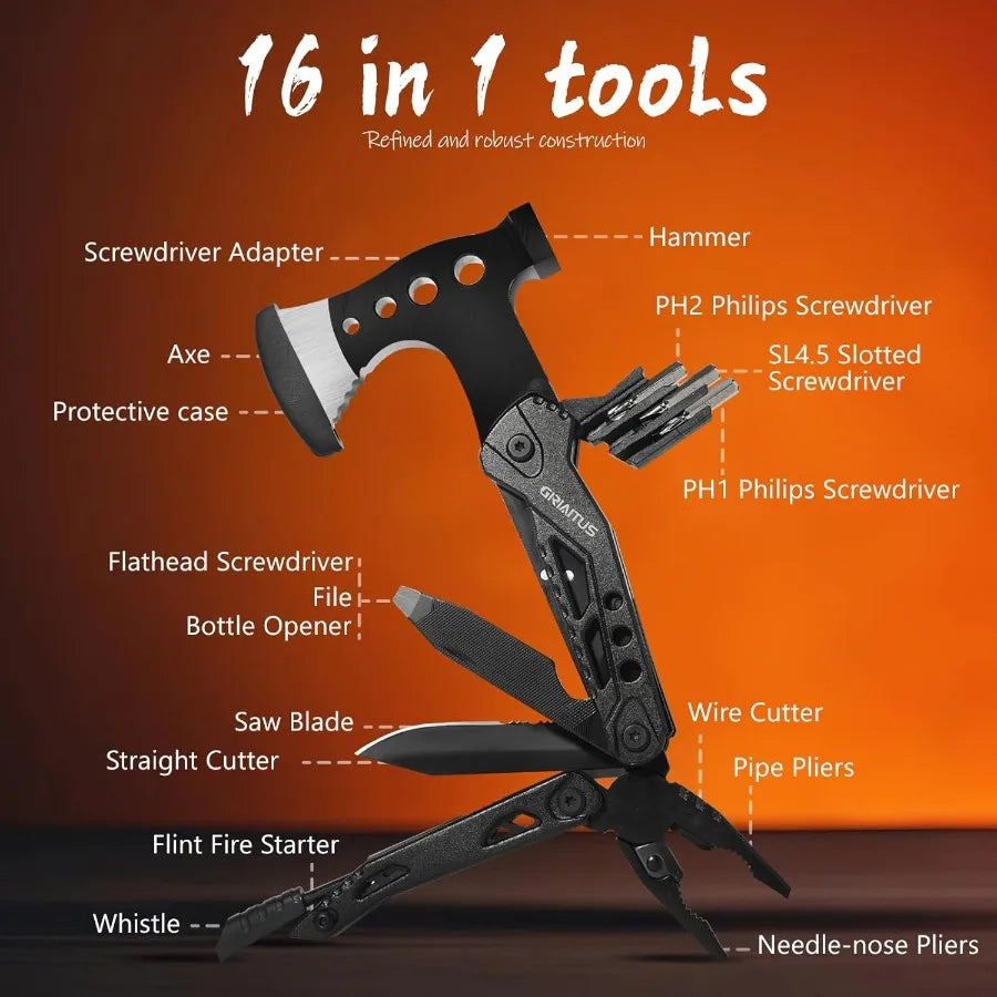 Electric 16in1 Multitool Camping Gear Survival Tool Axe Hammer