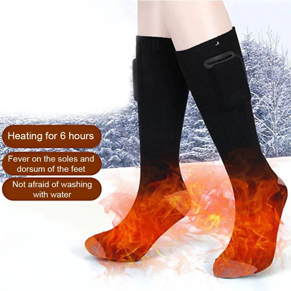 Electric Heating Socks 3 Modes Rechargeable Anti-Cold Men Thermal Heated Foot Warmer Outdoor Camping Ski Sports Winter For Men W