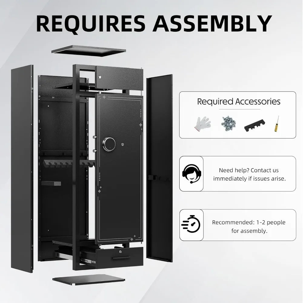 Large Gun Safe for Rifles Pistols 10-15 Gun Capacity Home Security Cabinet